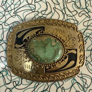 Brass and Variscite Belt Buckle